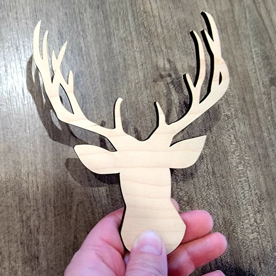 Deer Wood Shape, Wooden Deer Head Shape Blank, Buck, Unfinished Deer Cut out, Shapes for Crafts DIY Wood Blank, Sign Making, Childrens Signs