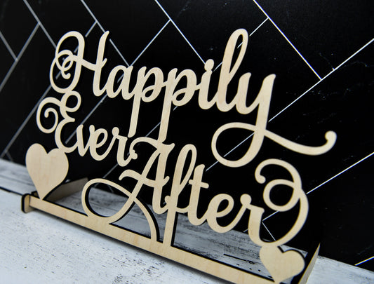 Happily Ever After Wood Sign, Script Wedding Table sign,  Custom Wedding table sign, Personalized Head Table sign Wood, Wedding Party Decor