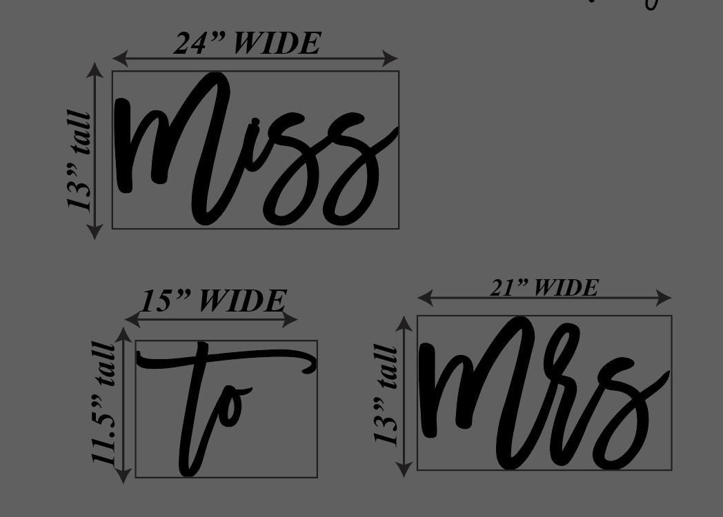 Miss to Mrs backdrop sign for bridal shower or engagement party,  Wood Bridal Shower Decor, Custom Wedding Decor, Wooden word cutouts