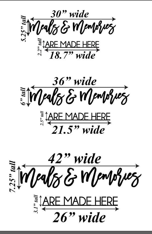 Meals and Memories Are Made Here Sign, Custom Dining Room Sign Decor, Wood Word Cutout Phrase for family kitchen sign, Gift for Mom, Grandma