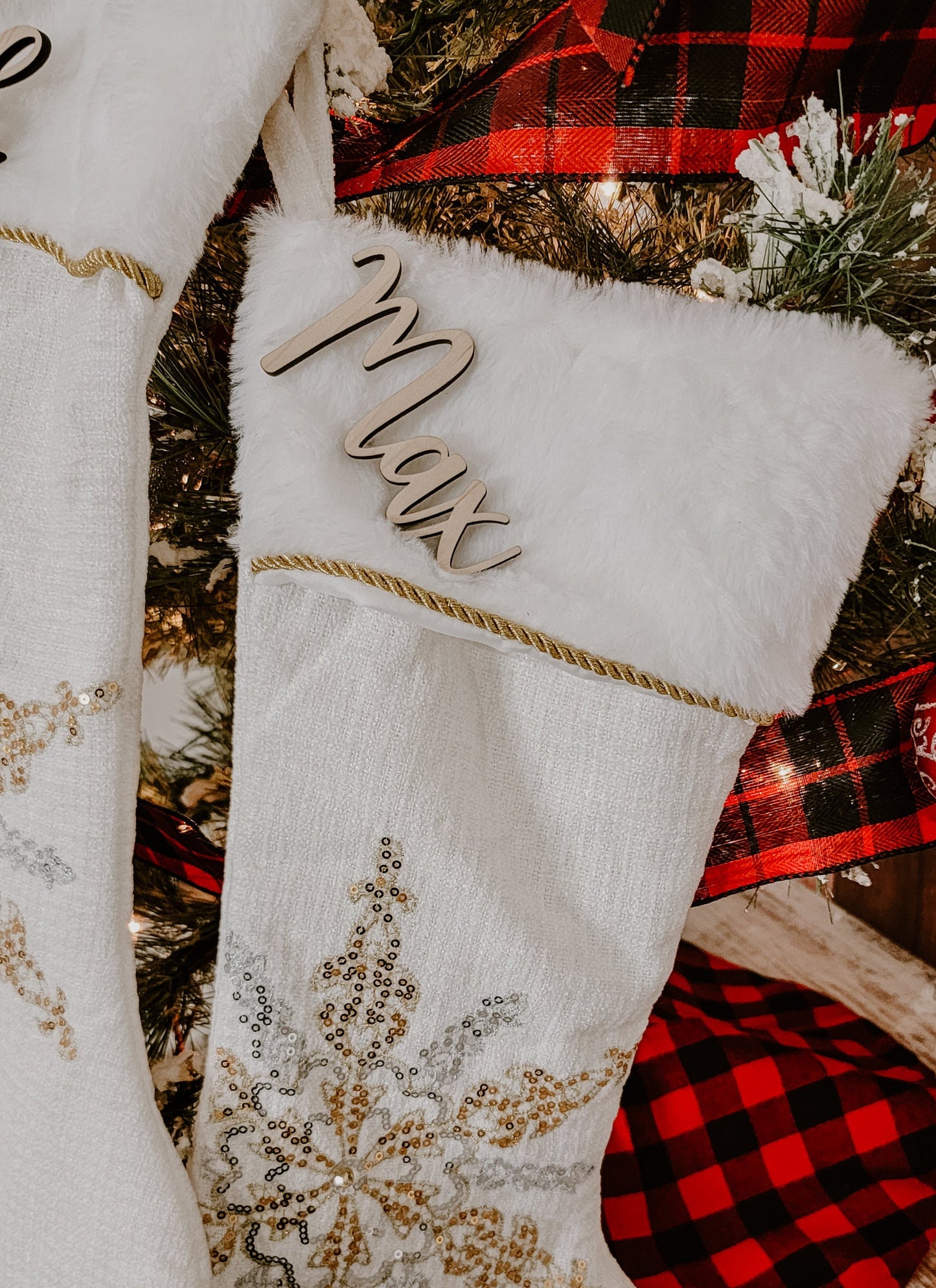 Christmas Stocking Name Tag Signs, Kids, Personalized Childrens Wooden Name Sign, SMALL Names For Xmas Tree, Wood Name Cards, Holiday Decor