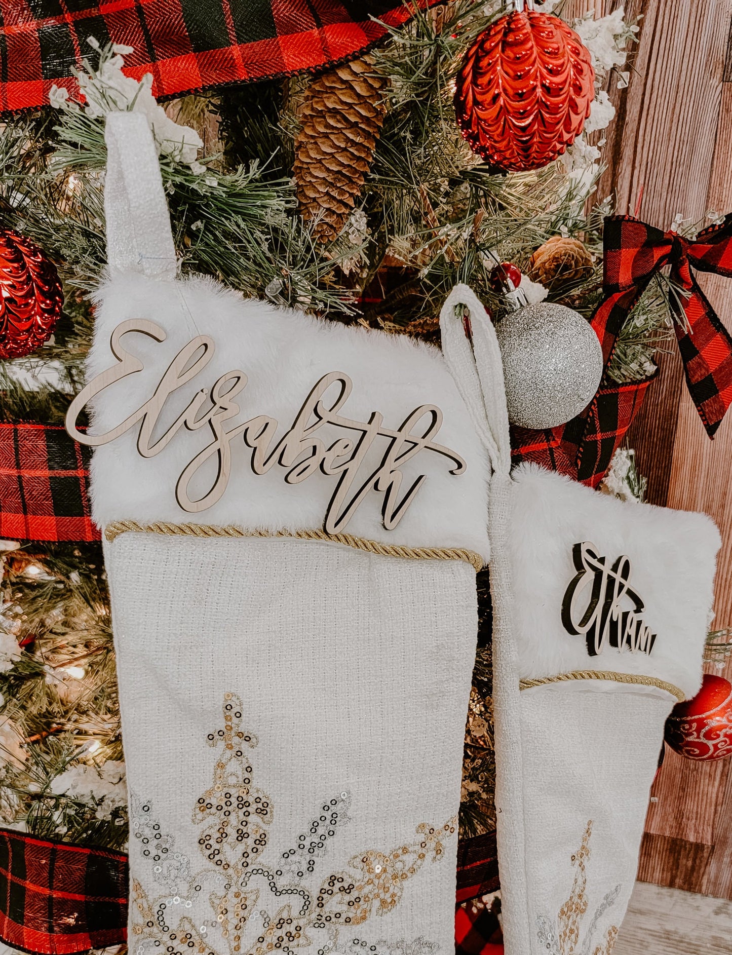 Christmas Stocking Name Tag Signs, Kids, Personalized Childrens Wooden Name Sign, SMALL Names For Xmas Tree, Wood Name Cards, Holiday Decor