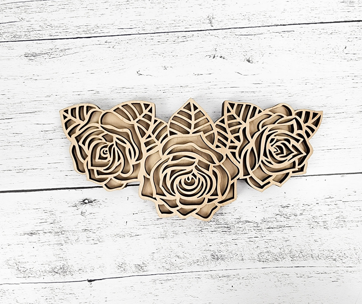 Wood Flowers Rose Cut out, Floral & leaves shapes, Wooden floral pattern for signs, flowery blanks for crafts, unfinished DIY, sign making