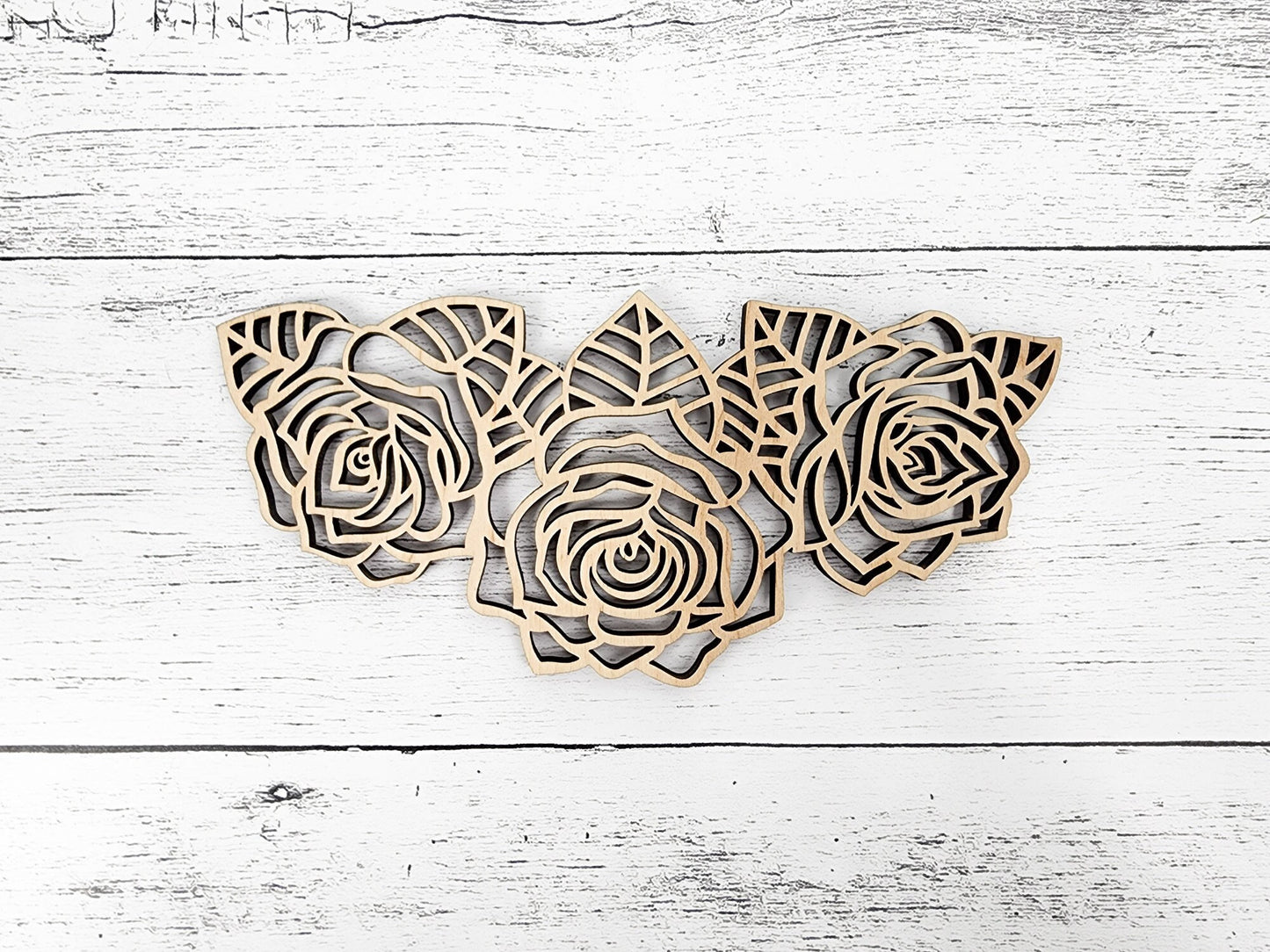 Wood Flowers Rose Cut out, Floral & leaves shapes, Wooden floral pattern for signs, flowery blanks for crafts, unfinished DIY, sign making