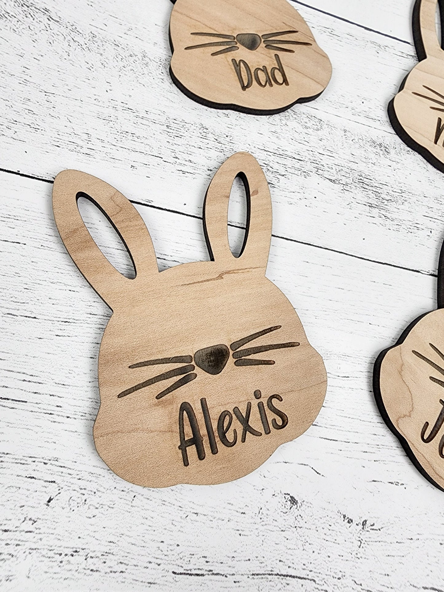 Custom Easter Basket Tag Personalized With Name, Easter Bunny Name Tag for Kids & Family, Engraved Easter Decor Ornament Place Card, Gift