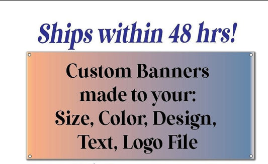 Custom Banner Sign, Vinyl material, Personalized Text or Business Logo, Campaigns, Community Advertisement, Full Color, Indoor Outdoor Print