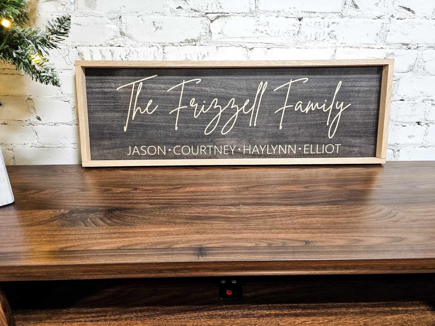 Celebrate your family's uniqueness with our personalized family last name wooden signs! Crafted with l precision, these framed wood signs feature your family's last names and first names, creating a perfect statement piece for your home.