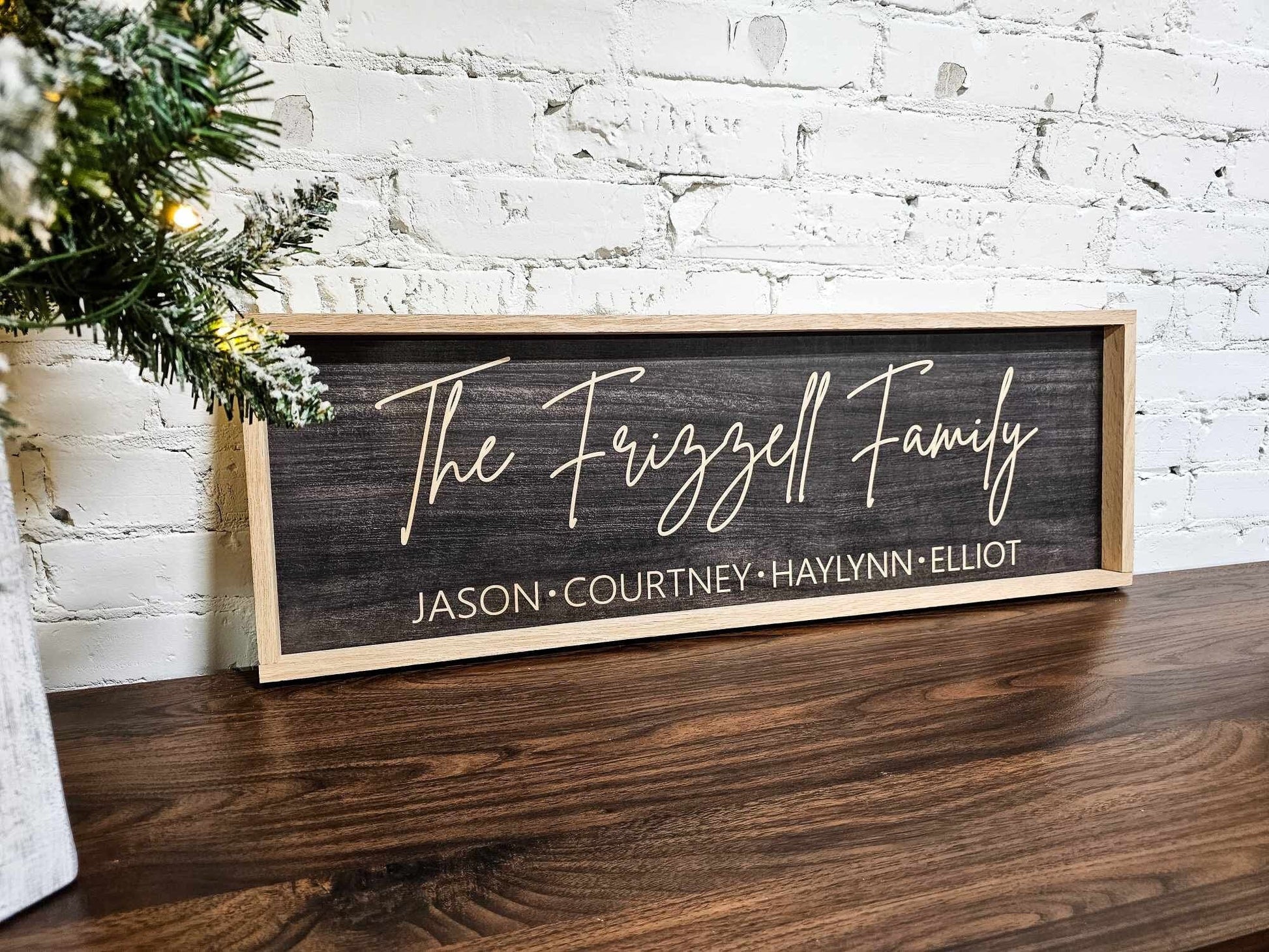 Celebrate your family's uniqueness with our personalized family last name wooden signs! Crafted with precision, these framed wood signs feature your family's last names and first names, creating a perfect statement piece for your home.