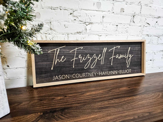Celebrate your family's uniqueness with our personalized family last name wooden signs! Crafted with precision, these framed wood signs feature your family's last names and first names, creating a perfect statement piece for your home.