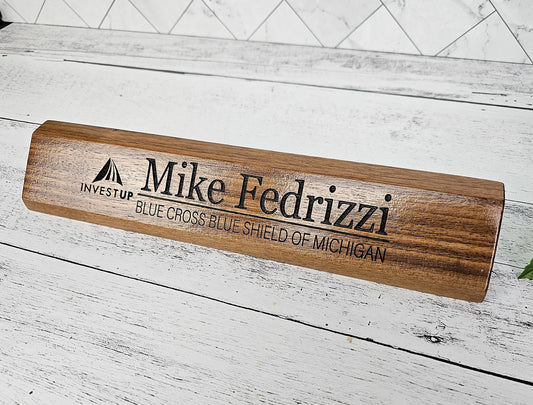 Desk Name Plate for Business Executive, Administrator, Teacher or Custom Company Office Gifts, Personalized Wooden Sign for office personnel