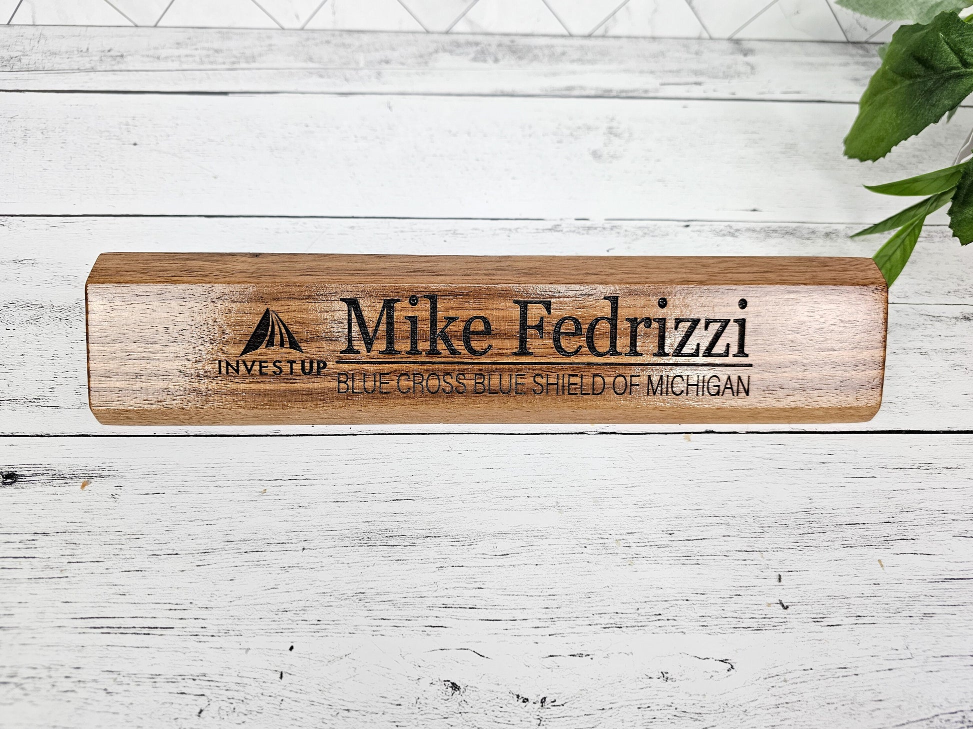 Desk Name Plate for Business Executive, Administrator, Teacher or Custom Company Office Gifts, Personalized Wooden Sign for office personnel