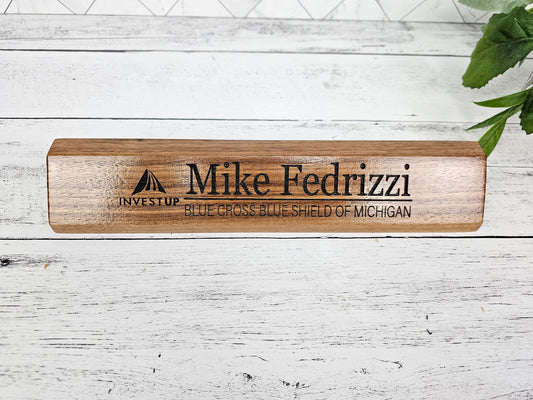 Desk Name Plate for Business Executive, Administrator, Teacher or Custom Company Office Gifts, Personalized Wooden Sign for office personnel