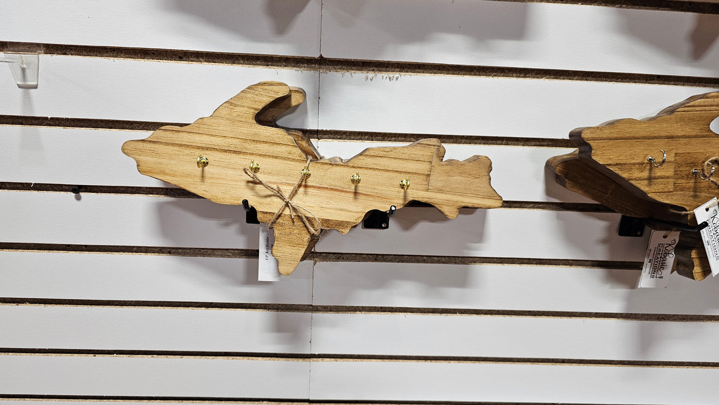 Upper Peninsula Key Holder Yoopers, UP shaped wooden Key Holder, Upper Michigan Decor