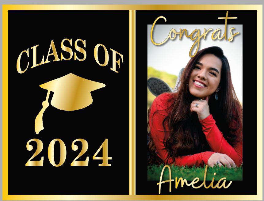 Class of 2024 Graduating Senior Yard Signs with Picture + School Logo