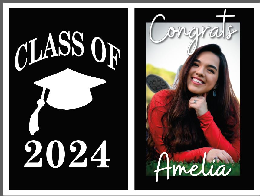 Class of 2024 Graduating Senior Yard Signs with Picture + School Logo