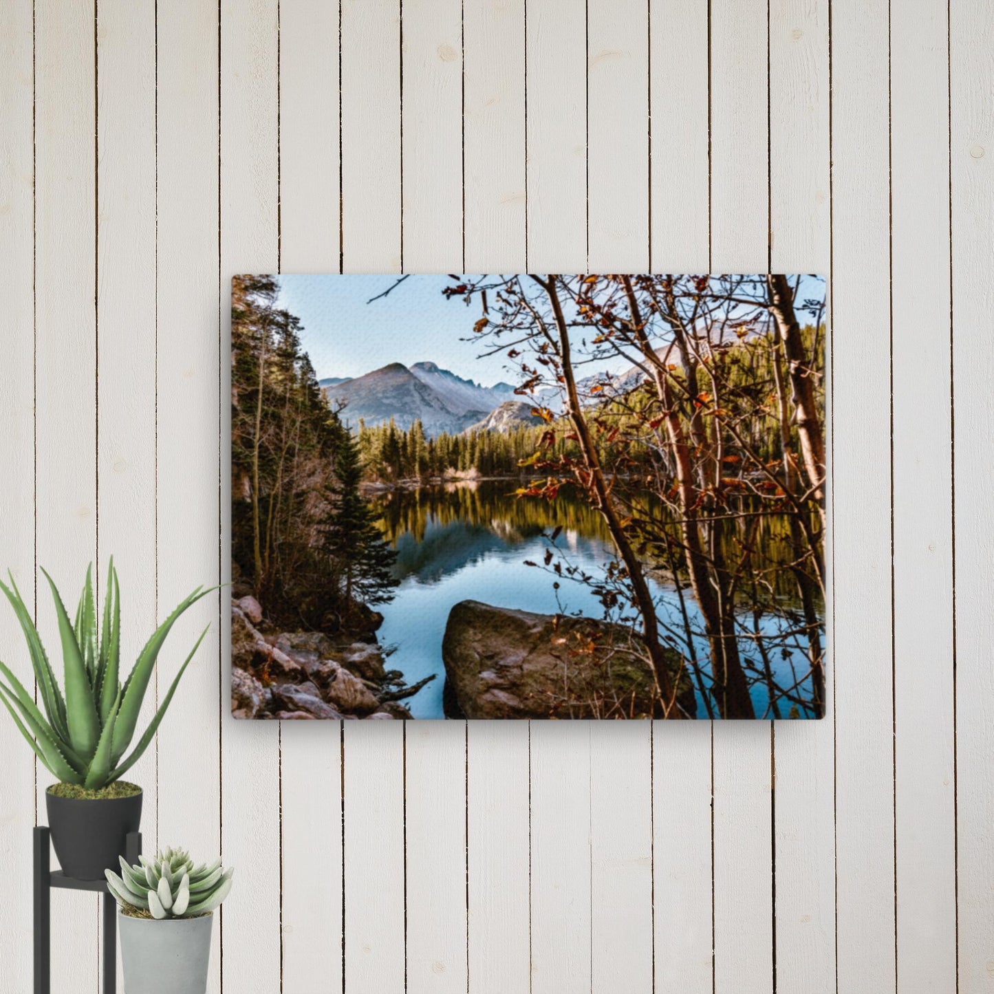 Rocky Mountain Bear Lake Colorado Canvas Wall Art Decor, Reflections, Serenity, Autumn Landscape, Nature Wall Art, Mountains Tree Scenery