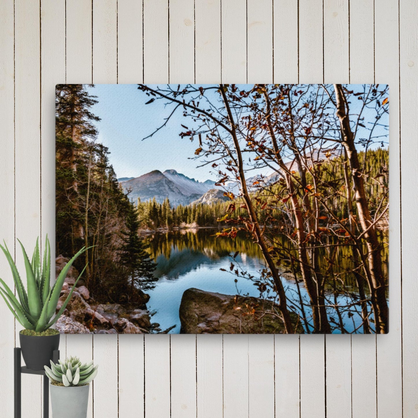 Rocky Mountain Bear Lake Colorado Canvas Wall Art Decor, Reflections, Serenity, Autumn Landscape, Nature Wall Art, Mountains Tree Scenery