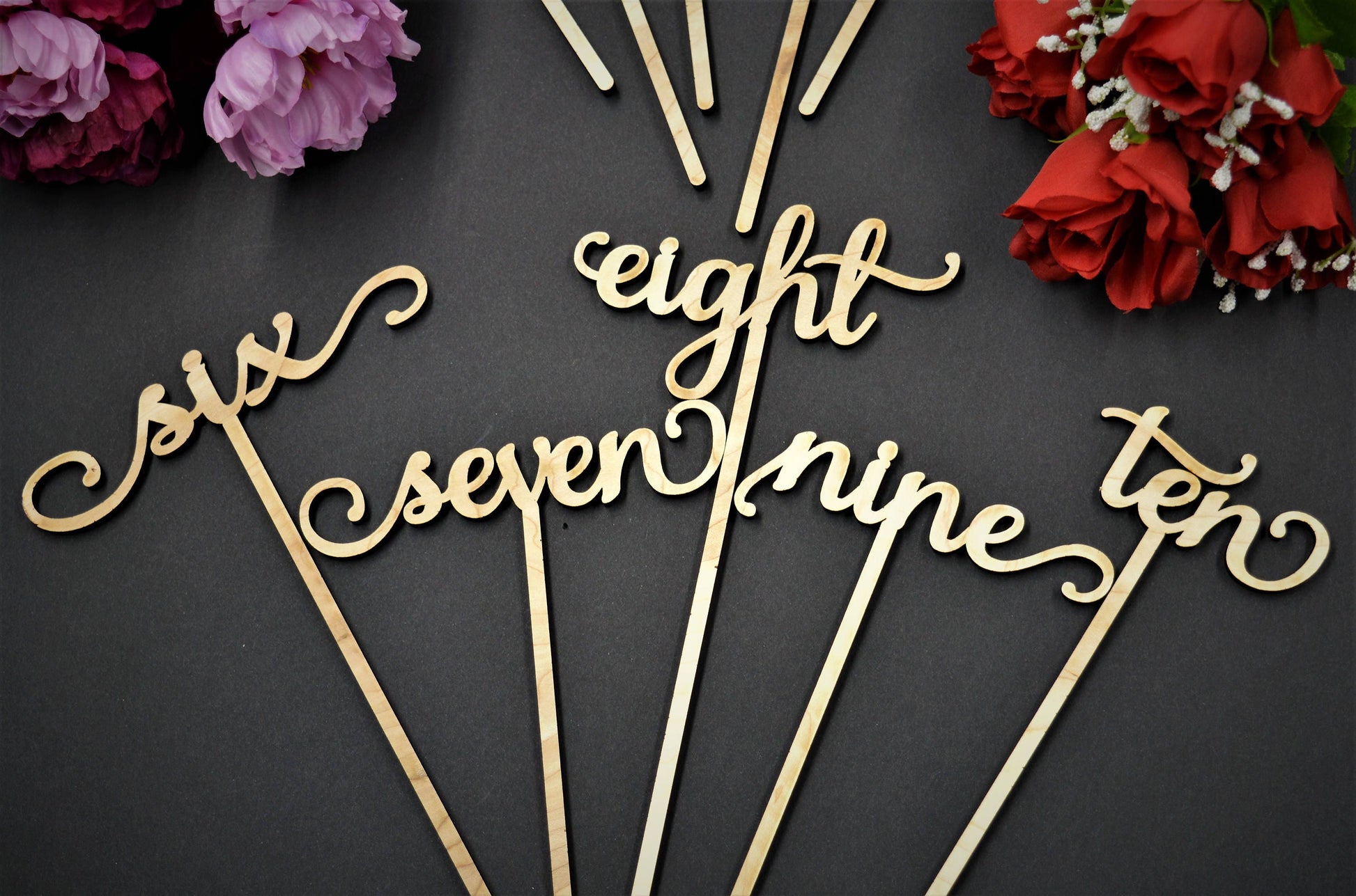 Wedding Table Numbers with Attached Stakes. Wood Wedding Table Numbers. Rustic Table Numbers. Script Table Number Wood Wedding Table Numbers