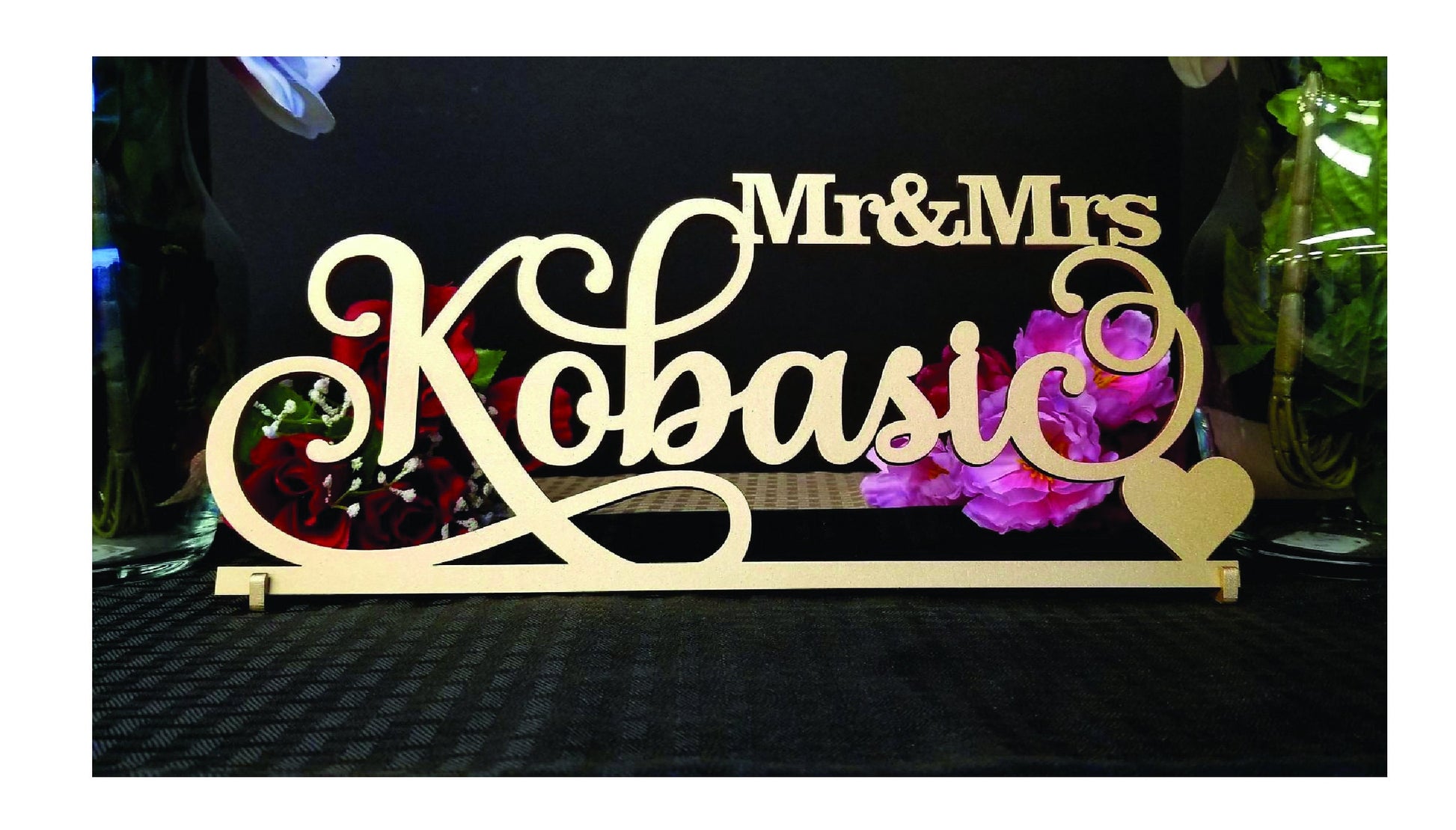 Custom Mr & Mrs Sign, Custom Wedding Name sign, Script Mr Mrs Surname, Personalized Last Name Sign, Sweetheart table Sign Head Table Decor, various sizes and colors available