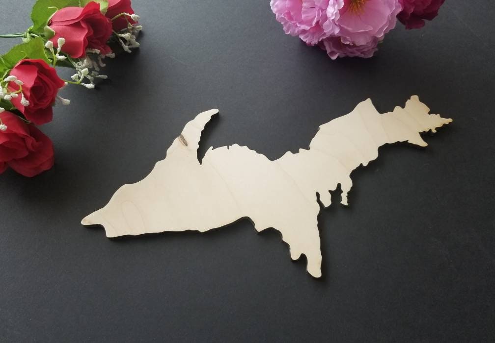 Upper Michigan cutout. Upper peninsula wood cut out. Yooper decor. Wood UP cutout. Michigan wood cutout. Custom state shape wood cutout.