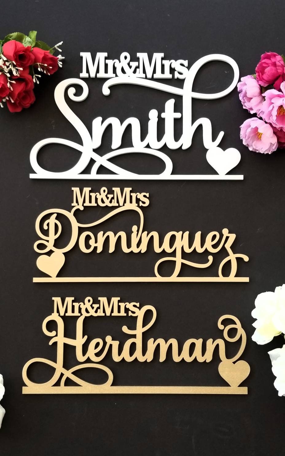Custom Mr and Mrs Sign personalized with last name for wedding decor