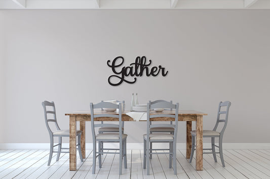 Gather sign, Gather Wood Sign, Gather Wall Decor, Thanksgiving Decor, Gather Word Sign, Wood Cut Out Gather Sign, Family & Dining room decor