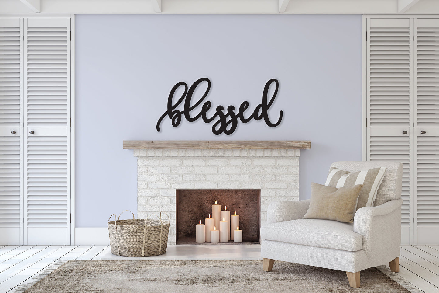 Blessed Sign, Wooden Word Wall Art, Home Decor