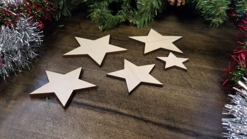 Star Wood Cut out Shape, Star wooden Blank, DIY Christmas Wood Blanks, Star shape blank