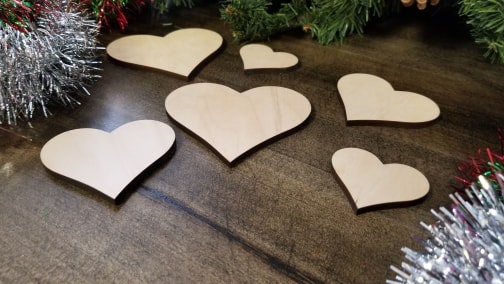 Heart Wood Cut out Shape, Wooden Heart Blank, DIY Christmas Wood Blanks