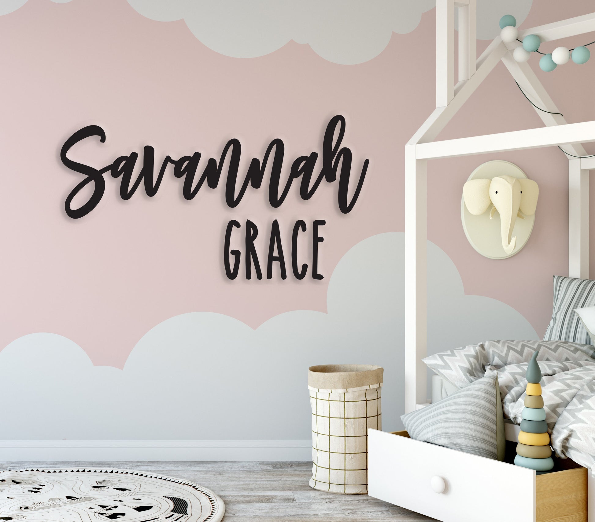 Custom Nursery Name Sign, Wooden Name Sign personalized with first & middle names