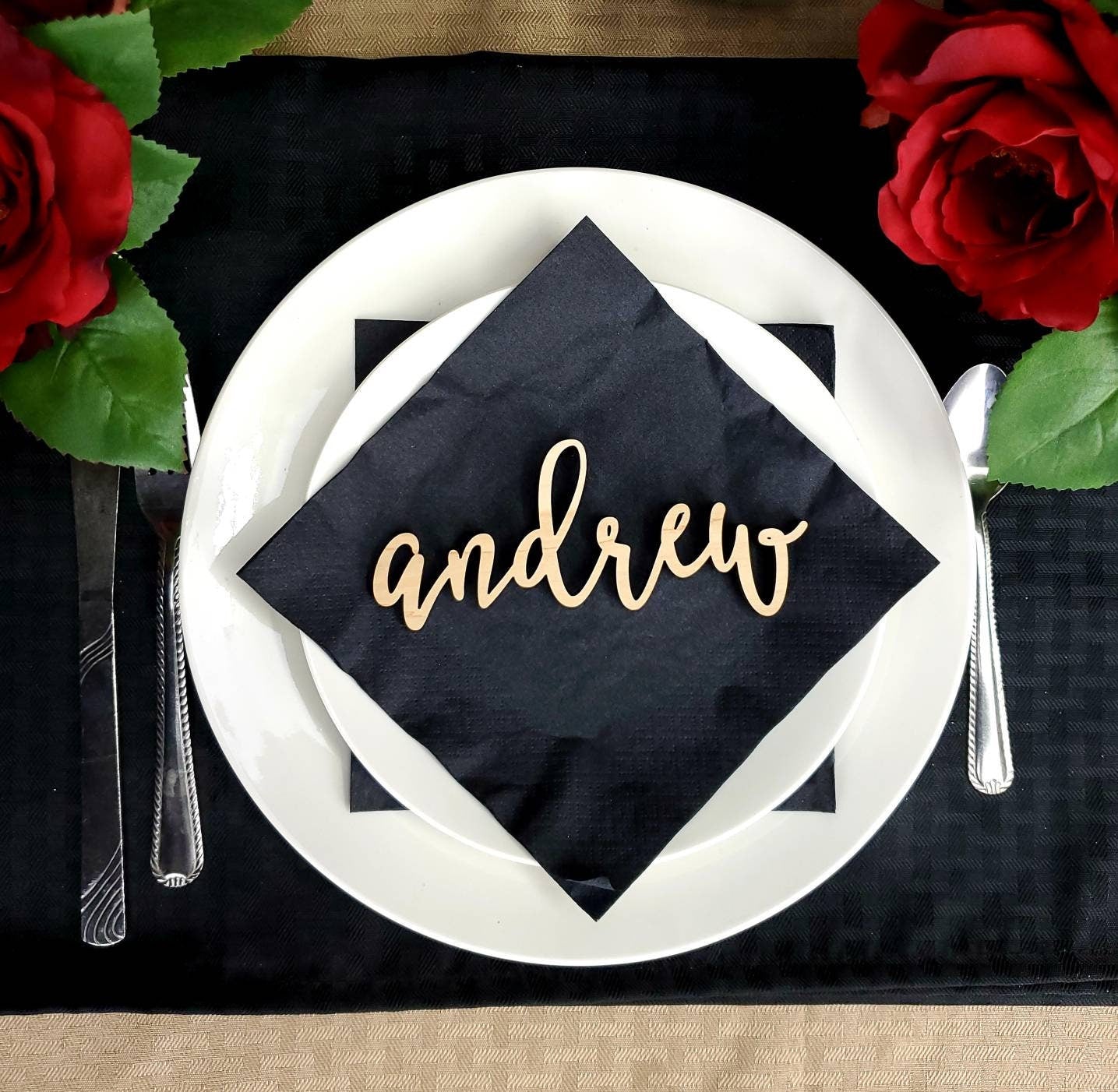 Custom Name Place Cards for Wedding Table Settings, Thanksgiving plate settings or any other special occasion event.
