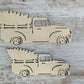Christmas truck wood cut out with Tree, Santa Claus Truck, little red truck, wood shape, wooden Vintage truck, Christmas crafts, DIY Wood Blank