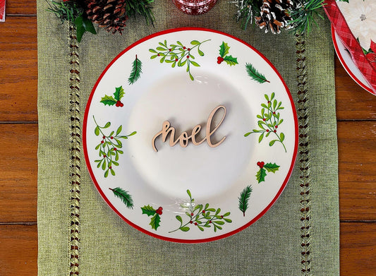 Noel Place Cards, Christmas Plate setting cards, Christmas Wooden Word, Holiday Decor, Christmas Place settings, Small Wood Noel Sign