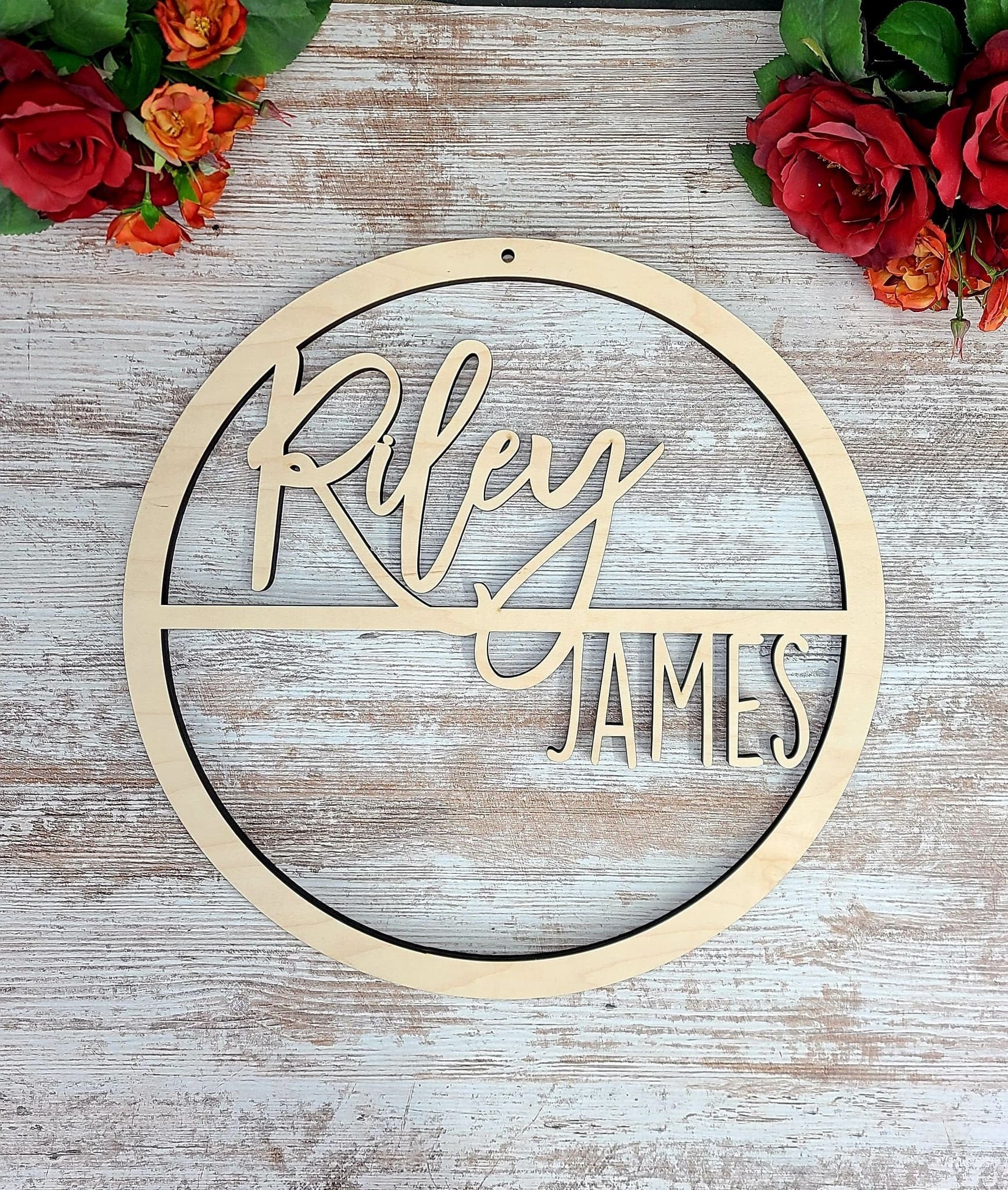 Custom Name Sign, First & Middle Name. Personalized Circle Name Sign, Handwritten Font Personalized Name Sign. Kids Round Name sign, Gift