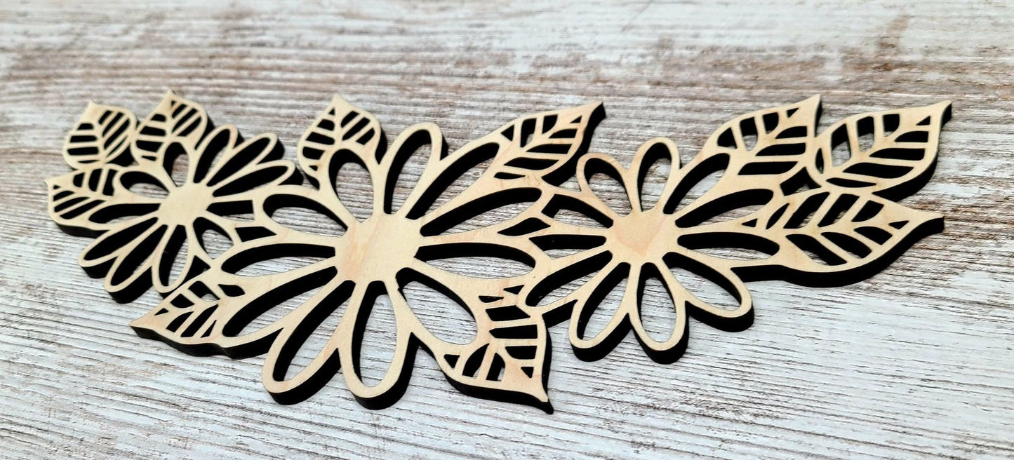 Wood Floral Cut out, Flower shapes, Wooden floral pattern for wood signs, wood flowery cutout, wood blanks shapes for crafts, unfinished DIY