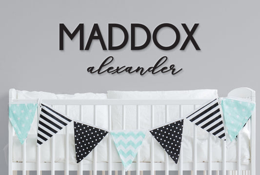 Custom Name Sign, First is in all capital letters & Middle Name is cursive, with first letter lowercased. Personalized Name Sign, Handwritten Font Personalized Wood Name Sign. Wooden Name Childrens Name sign. Various colors and sizes available