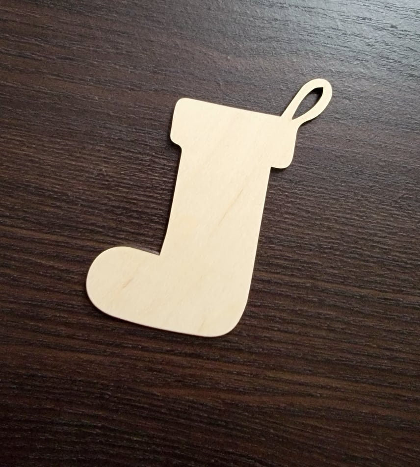 Christmas Stocking Wood Cut out Shape, Wooden Unfinished, DIY Wood Blank, Christmas wood blank, Wood Crafts, Holiday Ornaments