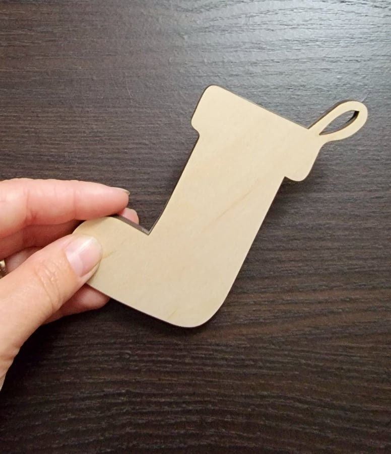 Christmas Stocking Wood Cut out Shape, Wooden Unfinished, DIY Wood Blank, Christmas wood blank, Wood Crafts, Holiday Ornaments