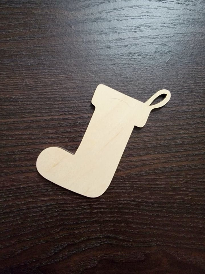 Christmas Stocking Wood Cut out Shape, Wooden Unfinished, DIY Wood Blank, Christmas wood blank, Wood Crafts, Holiday Ornaments