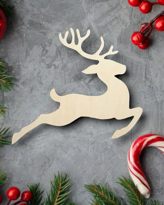 Reindeer Wood Shape, Wood Reindeer Shape, Unfinished, DIY Wood Blank, Christmas wood blank, Santa's Reindeer, Wood Crafts, Holiday Ornaments