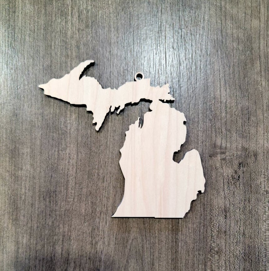 Michigan Ornaments, Bulk wood cut out Blanks, Unfinished, state Shaped Wood Ornament, DIY, Christmas ornaments, Blanks for Crafts, sign making