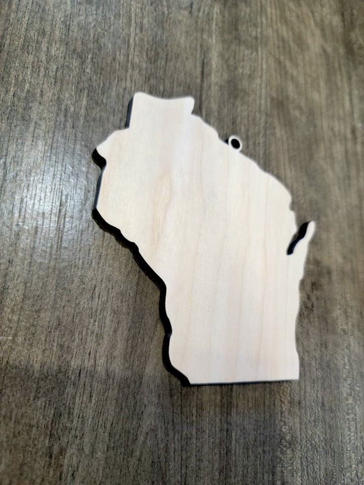 Wisconsin Ornaments, Bulk wood cut out Blanks, Unfinished, state Shaped Wood Ornament, DIY, Christmas ornaments, Blanks for Crafts, sign making