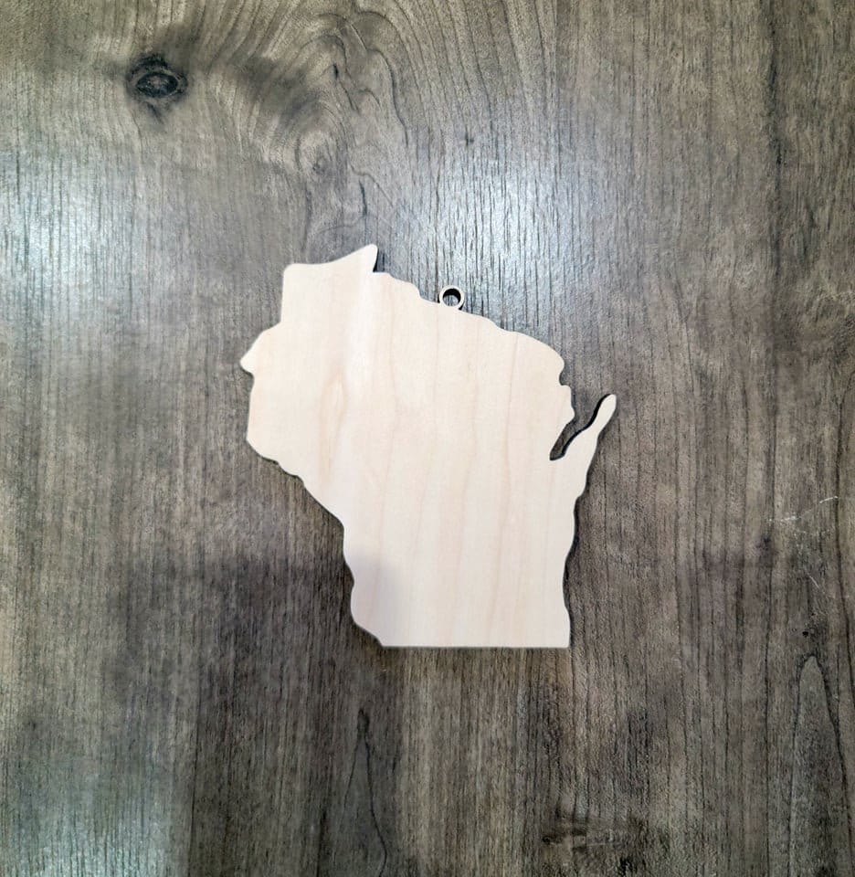Wisconsin Ornaments, Bulk wood cut out Blanks, Unfinished, state Shaped Wood Ornament, DIY, Christmas ornaments, Blanks for Crafts, sign making