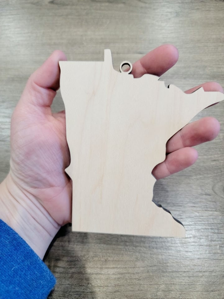 Minnesota Ornaments, Bulk wood Cut out Blanks, Unfinished, state Shaped Wood Ornament, DIY, Christmas ornaments, Blanks for Crafts, sign making