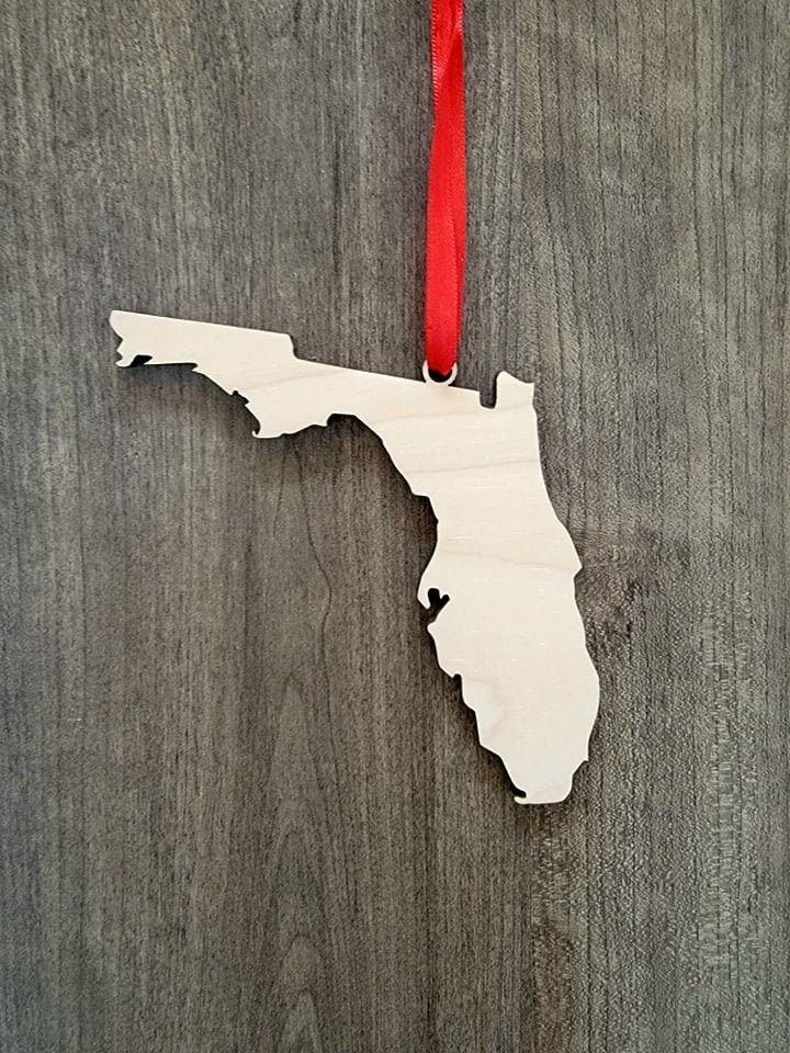 Florida Ornaments, Bulk wood cut out Blanks, Unfinished, state Shaped Wood Ornament, DIY, Christmas ornaments, Blanks for Crafts, sign making