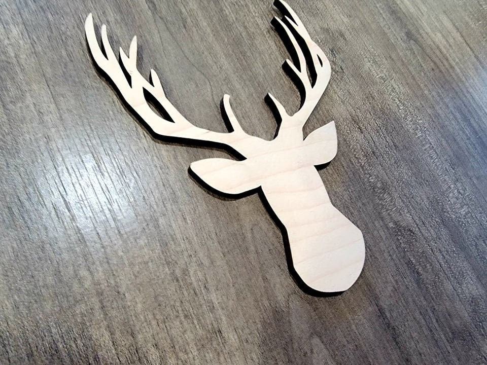 Deer Wood Shape, Wooden Deer Head Shape Blank, Buck, Unfinished Deer Cut out, Shapes for Crafts DIY Wood Blank, Sign Making, Childrens Signs