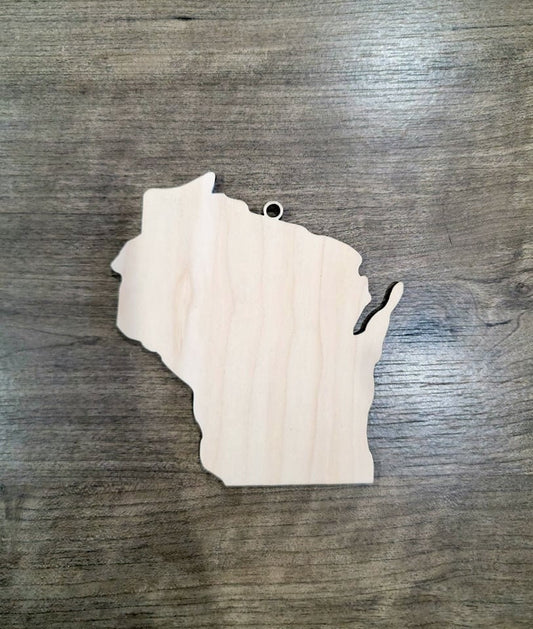 Wisconsin Ornaments, Bulk wood cut out Blanks, Unfinished, state Shaped Wood Ornament, DIY, Christmas ornaments, Blanks for Crafts, sign making