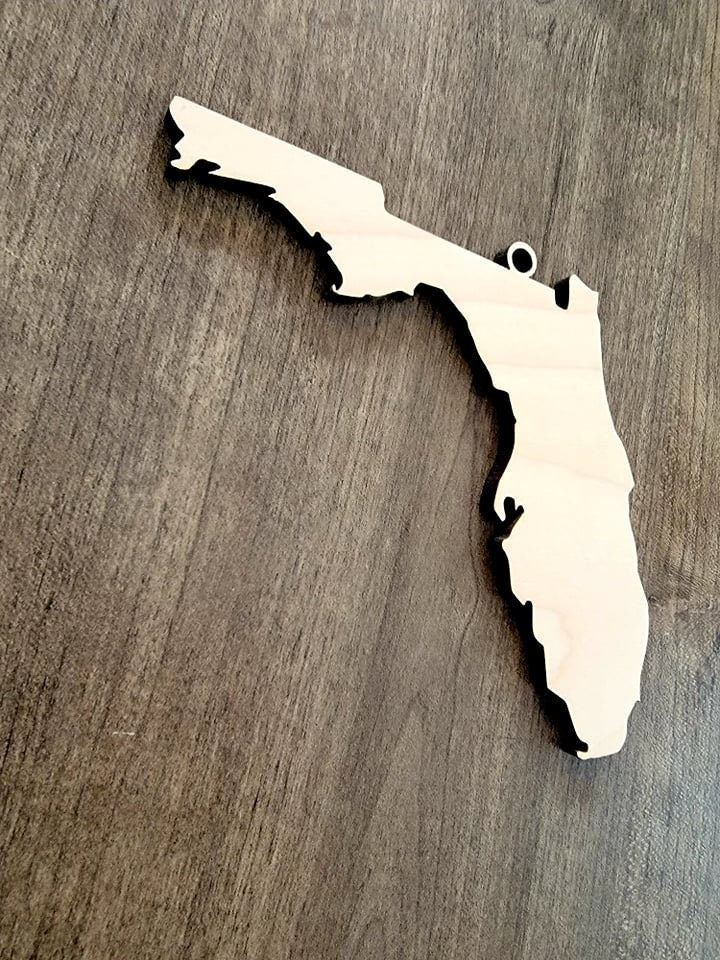 Florida Ornaments, Bulk wood cut out Blanks, Unfinished, state Shaped Wood Ornament, DIY, Christmas ornaments, Blanks for Crafts, sign making