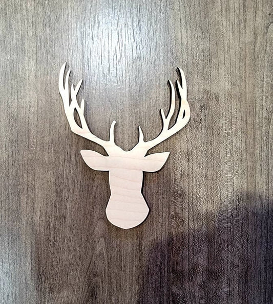 Deer Wood Shape, Wooden Deer Head Shape Blank, Buck, Unfinished Deer Cut out, Shapes for Crafts DIY Wood Blank, Sign Making, Childrens Signs