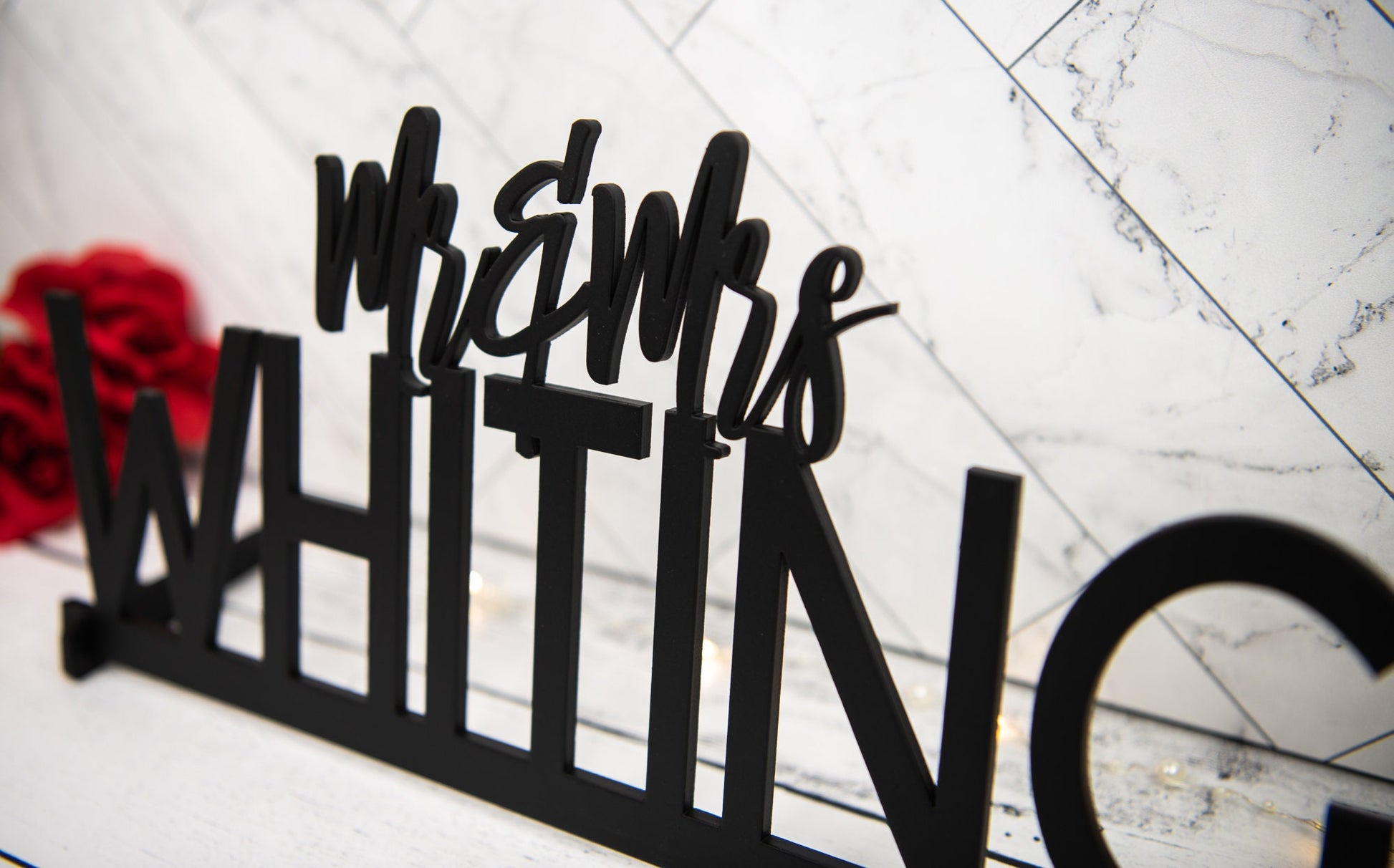 Custom Mr & Mrs Wedding Name Sign for Head Table Decor - Wedding Keepsake